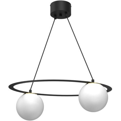 Suspension minimaliste noire 2 globes blanc E27 Luminex