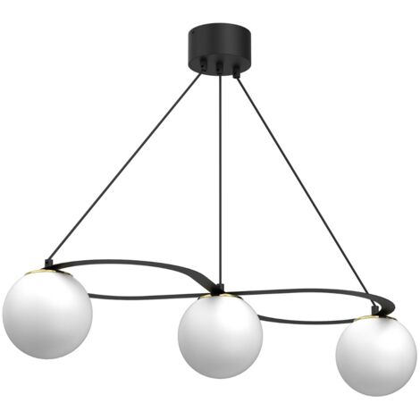 Suspension minimaliste noire 3 globes Ballo Luminex