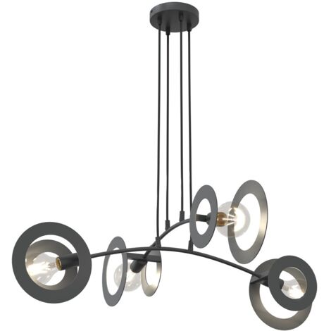 Suspension mod. noire anneaux 4xE27 15W Euforia Emibig