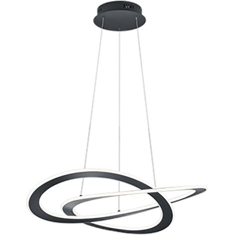 Suspension Moderne 2 Cercles Led Oakland Anthracite Trio Lighting