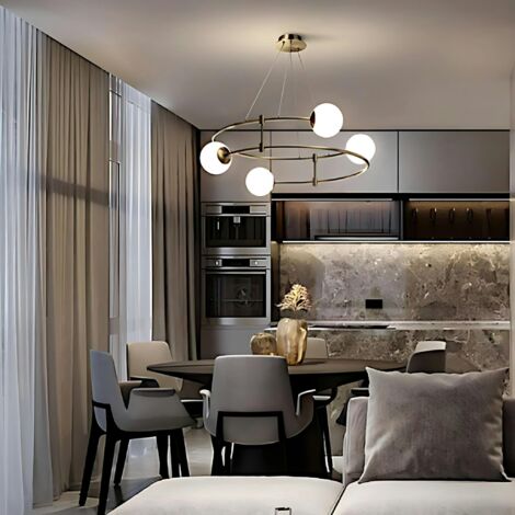 Suspension moderne - 4 globes sur structure spirale DELTONA
