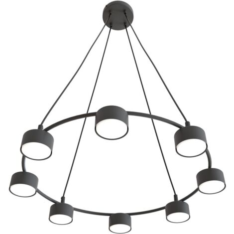 Suspension moderne 8 lumières anneau noir GX53 Emibig