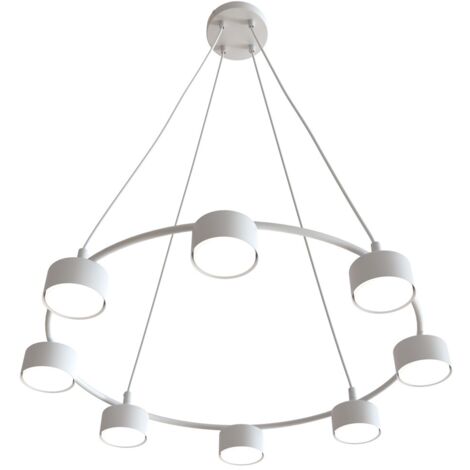 Suspension moderne anneau 8xGX53 blanc réglable Emibig