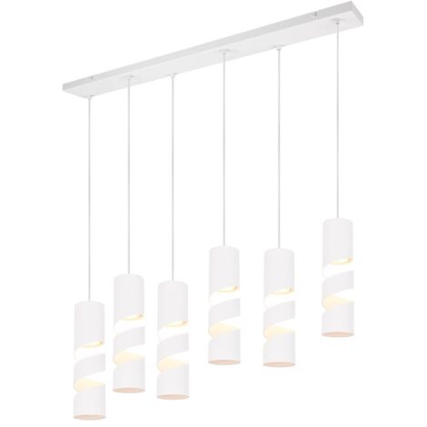 Suspension moderne blanche mat tubes 6xGU10 Trio Stream