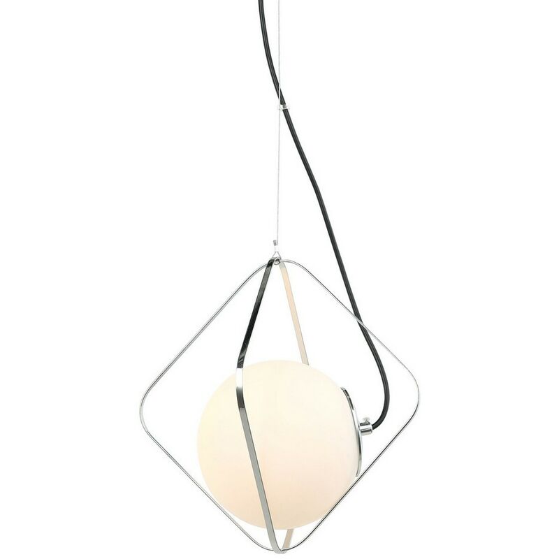 Italux Lighting - Italux Canto - Suspension moderne à suspendre chrome, noir 1 lumière avec abat-jour blanc, E27 dimmable