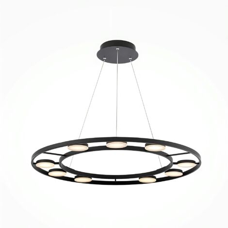 Suspension moderne chandelier – 9 disques noirs OCALA