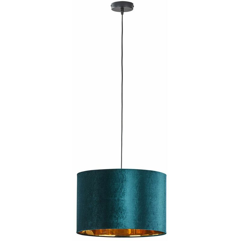 Licht-erlebnisse - Suspension Moderne en Tissu ø 38 cm Vert Or E27 Lampe Suspendue Chambre à coucher Salon