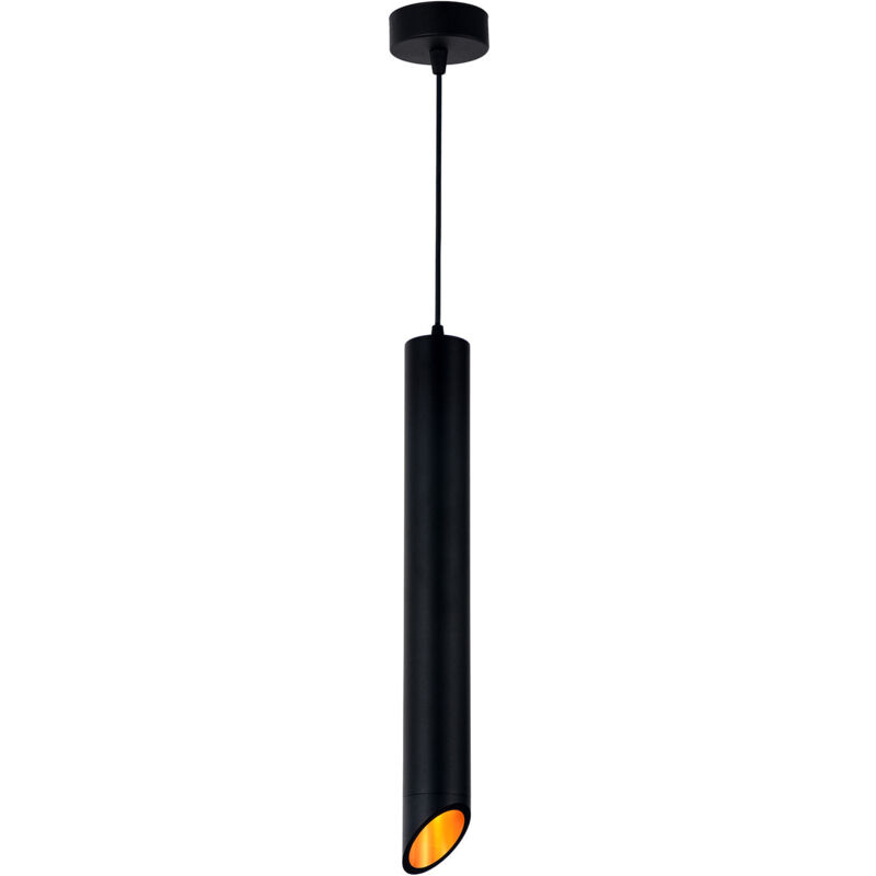 Optonica - Suspension Moderne GU10 Noire Diffuseur Or H50cm