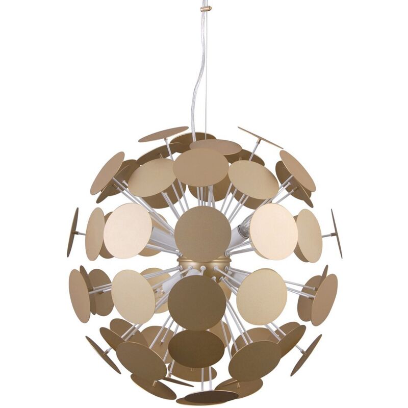 Italux - Mailone - Suspension moderne blanche, dorée à 6 lumières, E14