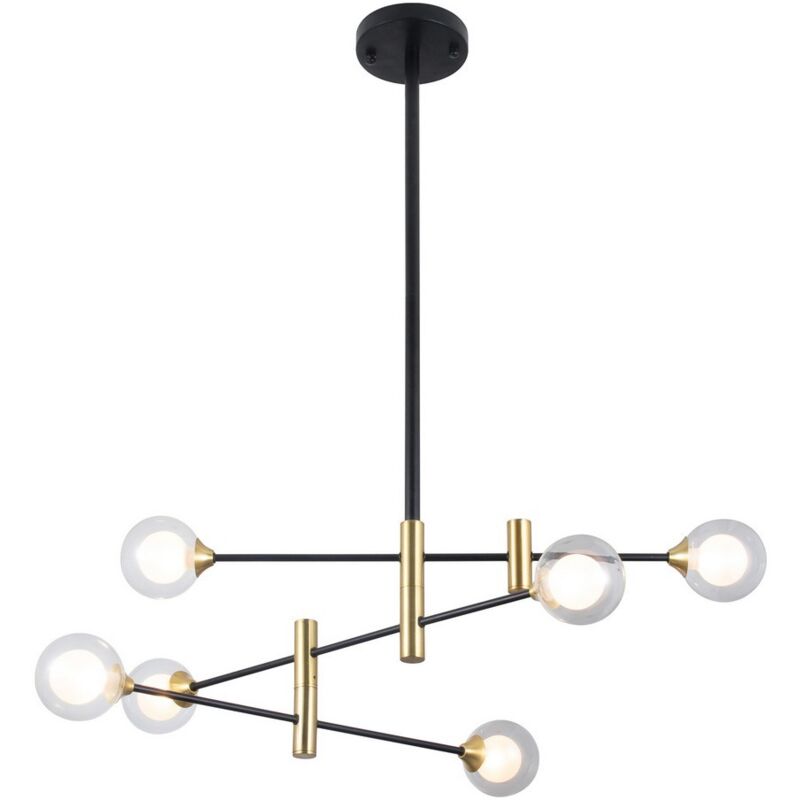 Italux Marino - Suspension moderne à suspendre noir, laiton à 6 lumières avec abat-jour transparent, G9 Italux Marino - Suspension moderne à suspendre noir, laiton à 6 lumières avec abat-jour transparent, G9