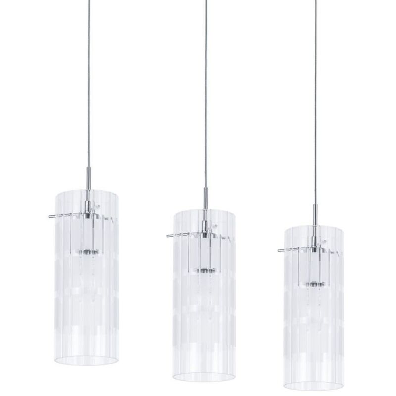 Max - Suspension moderne à 3 lampes en chrome avec abat-jour transparent, E27 - Italux Max - Suspension moderne à 3 lampes en chrome avec abat-jour transparent, E27 - Italux