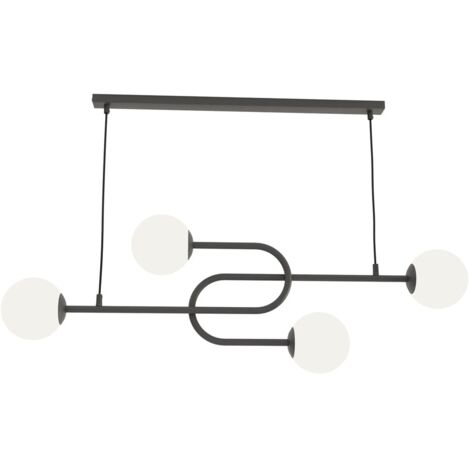 Suspension moderne noir/blanc 4 globes E14 10W Atria