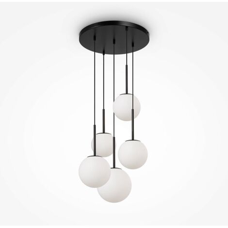Suspension moderne noir & blanc – 5 globes en grappe DELTONA