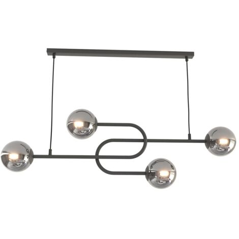 Suspension moderne noire 4 globes E14 ATRIA Emibig