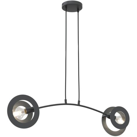 Suspension moderne noire anneaux 2xE27 Euforia Emibig
