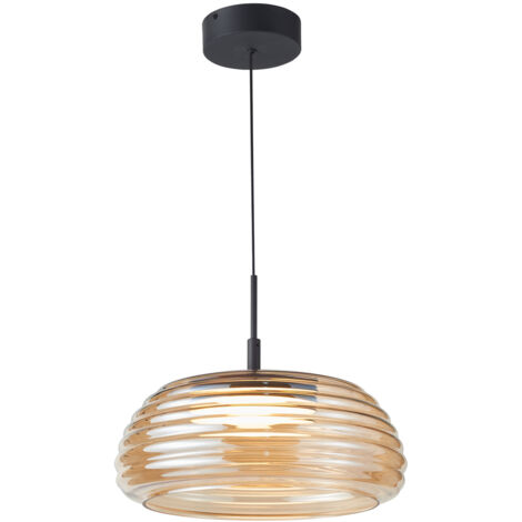 Suspension moderne noire verre ambre LED 20W Italux