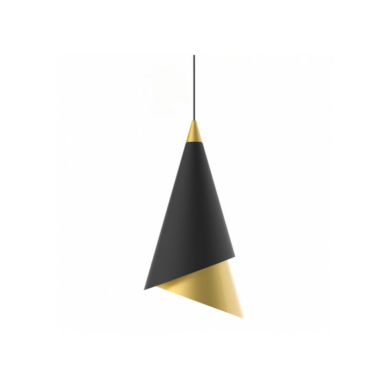 Suspension moderne Raalto Noir et doré en acier et acrylique - Doré