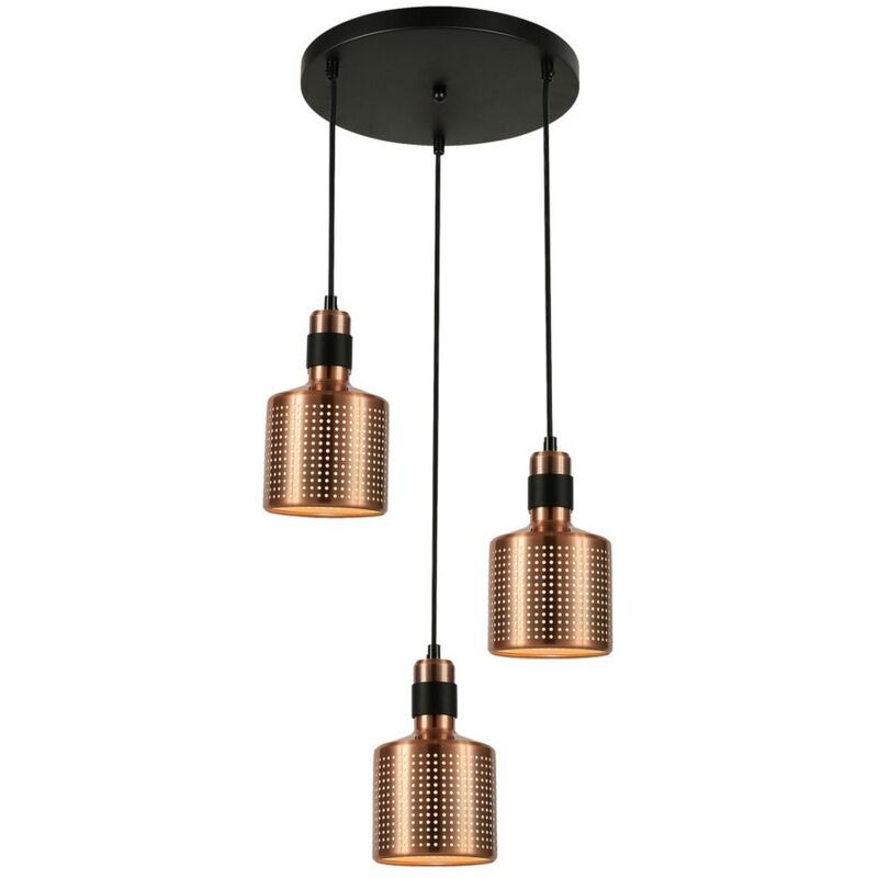 Restenza - Suspension moderne en cuivre à 3 lumières, E27 - Italux