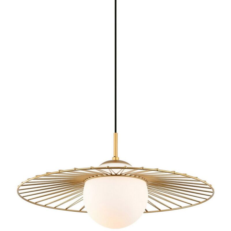 Italux - Sally - Suspension moderne à suspendre dorée à 1 lumière avec or, abat-jour blanc, E27