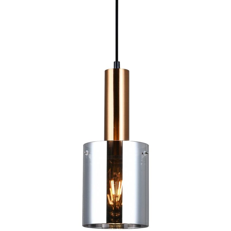 Italux Sardo - Suspension moderne en laiton à 1 lumière avec verre, abat-jour fumé, E27 Italux Sardo - Suspension moderne en laiton à 1 lumière avec verre, abat-jour fumé, E27