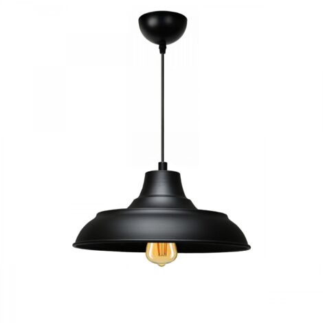 Suspension moderne style industriel vintage D25cm Peak Métal Noir