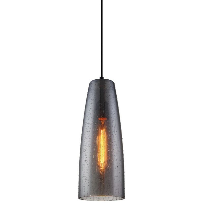 Tabby - Luminaire suspendu moderne noir 1 lumière avec abat-jour fumé, E27 - Italux
