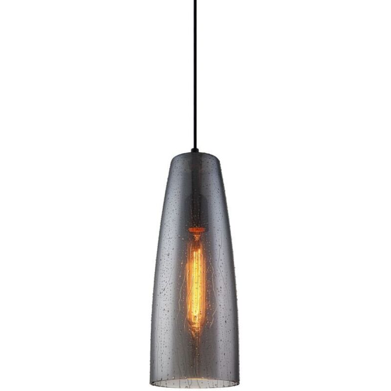 Tabby - Luminaire suspendu moderne noir 1 lumière avec abat-jour fumé, E27 - Italux Tabby - Luminaire suspendu moderne noir 1 lumière avec abat-jour fumé, E27 - Italux