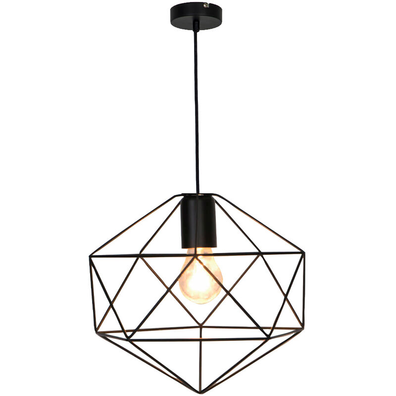 Sampa - Suspension moderne Vega 150cm réglable métal noir compatible led