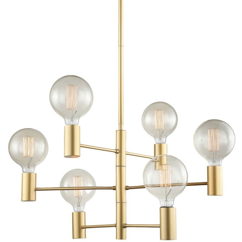 Veva - Suspension moderne à suspendre fixe doré mat 6 lumières, E27 - Italux