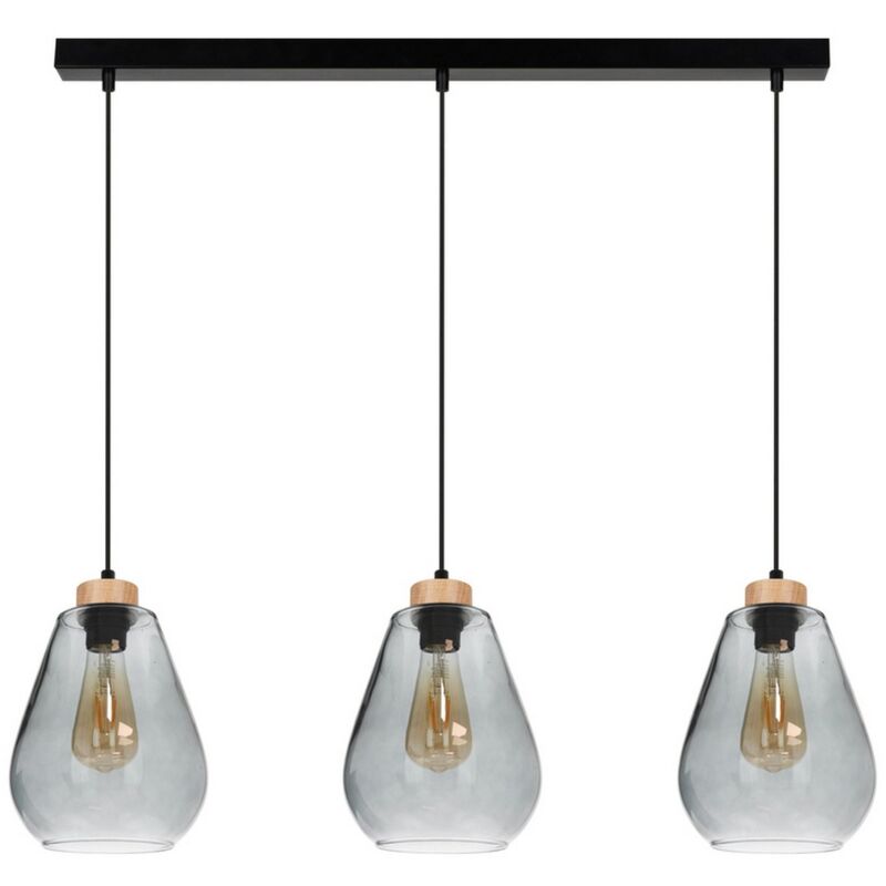 Epikasa - Suspension Mosa, Bois, Métal, Verre, Marron, Noir, 19x76x130 cm