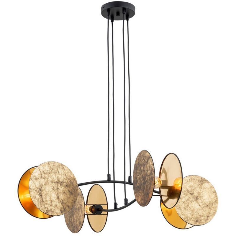 Epikasa - Suspension Motif, Acier peint par poudrage, Noir, Or, 82x100x70 cm