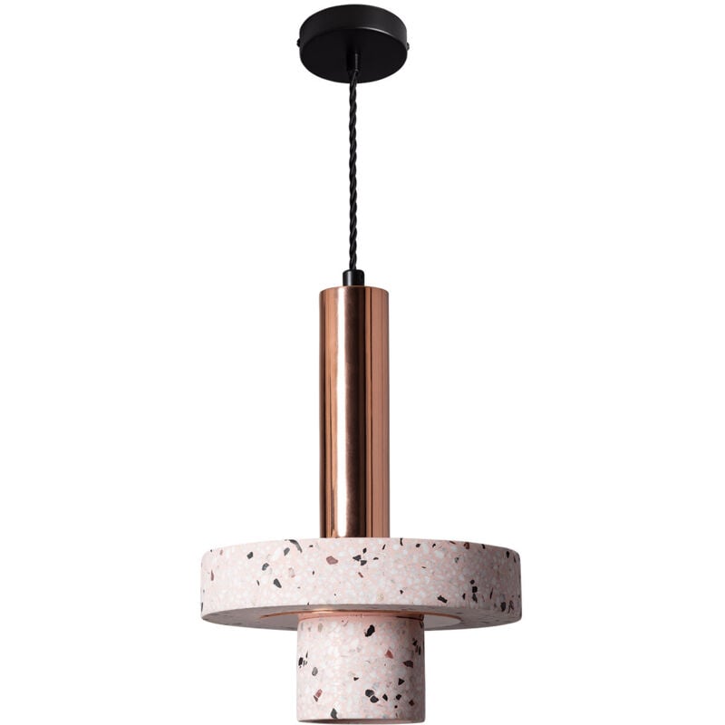 Ledkia - Suspension Métal et Ciment Hestia Or rose