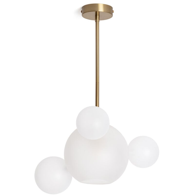 Ledkia - Suspension Métal et Verre Ludmila Blanc-Doré