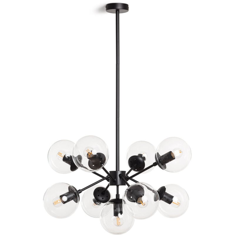 Ledkia - Suspension Métal et Verre Wassily 9 Spots Noir
