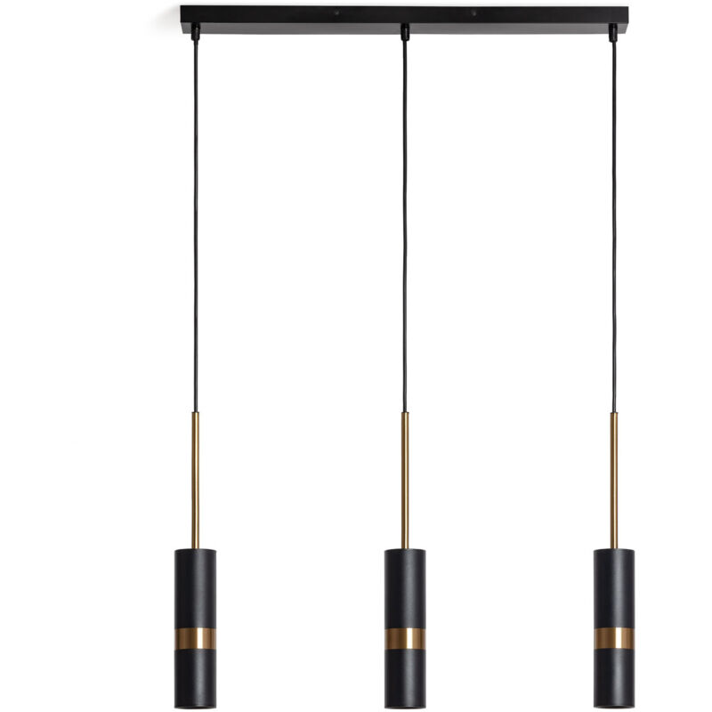 Ledkia - Suspension Métal Lumen 3 Spots Noir