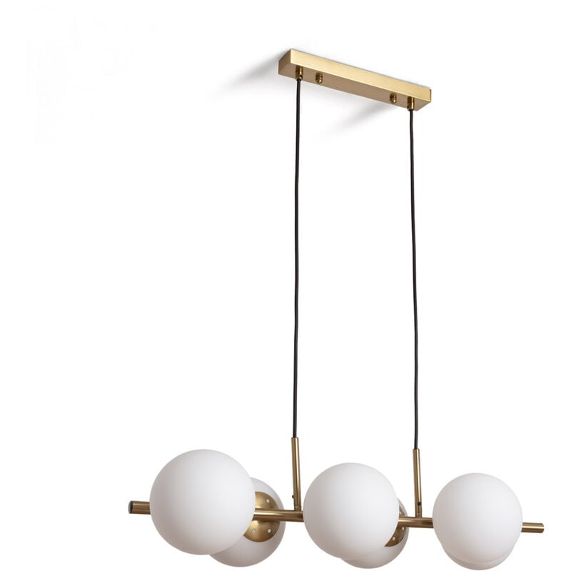 Ledkia - Suspension Métal et Verre Moonlight Brass 6 Spots Doré