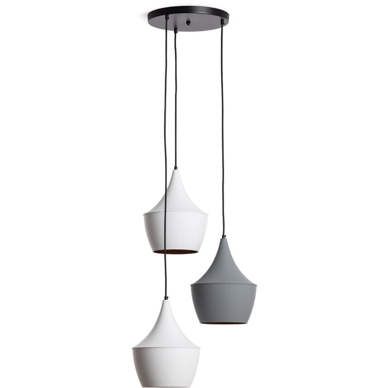 Ledkia - Suspension Métal Tri Mercury Blanc / Gris