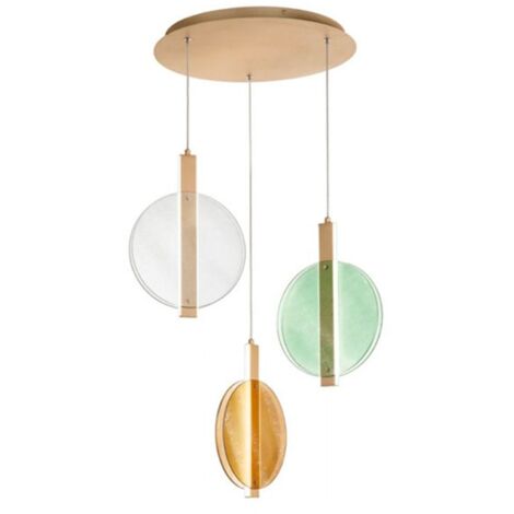 Suspension multicolore en verre et métal à 3 lumières Juis XL