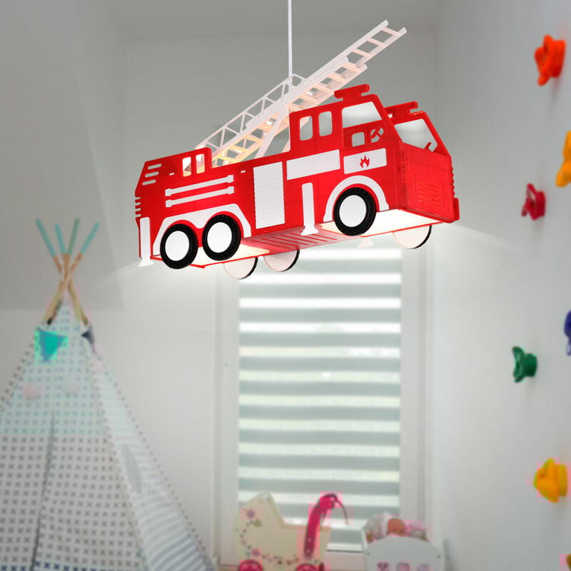 Service d'incendie voiture suspendue lumière rouge pendule lampe enfants salle de jeux éclairage Globo 15726