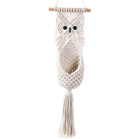 Suspension murale en macramé hibou pour plantes, panier à fleurs, porte-pot de fleurs, style bohème, décoration de jardin, d'intérieur et d'extérieur.