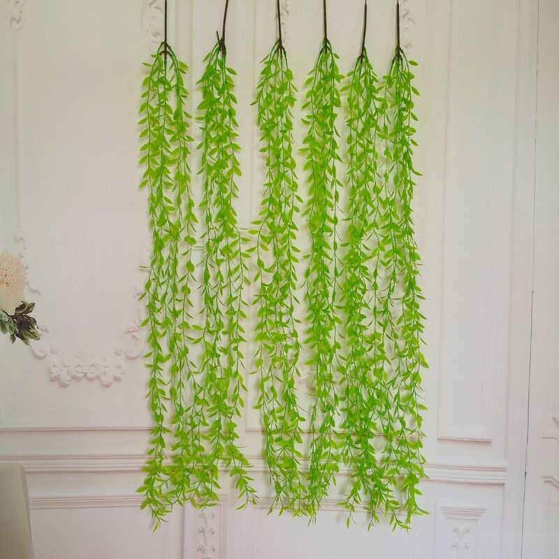 Ensoleille - Suspension murale en rotin simulant des plantes vertes de saule pleureur Simulation de plantes aquatiques Décoration murale de feuilles