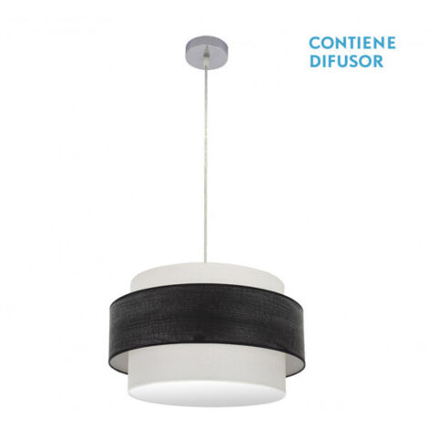 Suspension Myriam 2xe27 Chrome/Bois noir Regx50x50 Cm