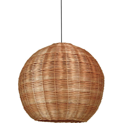 Suspensión NATURAL Large E27 15W Mimbre oscuro Negro
