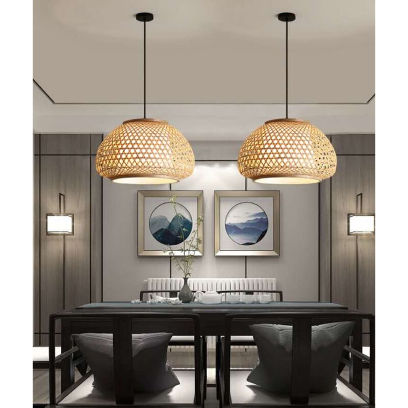 Kosmi - Suspension nature bambou et rotin tressé olympe 32cm