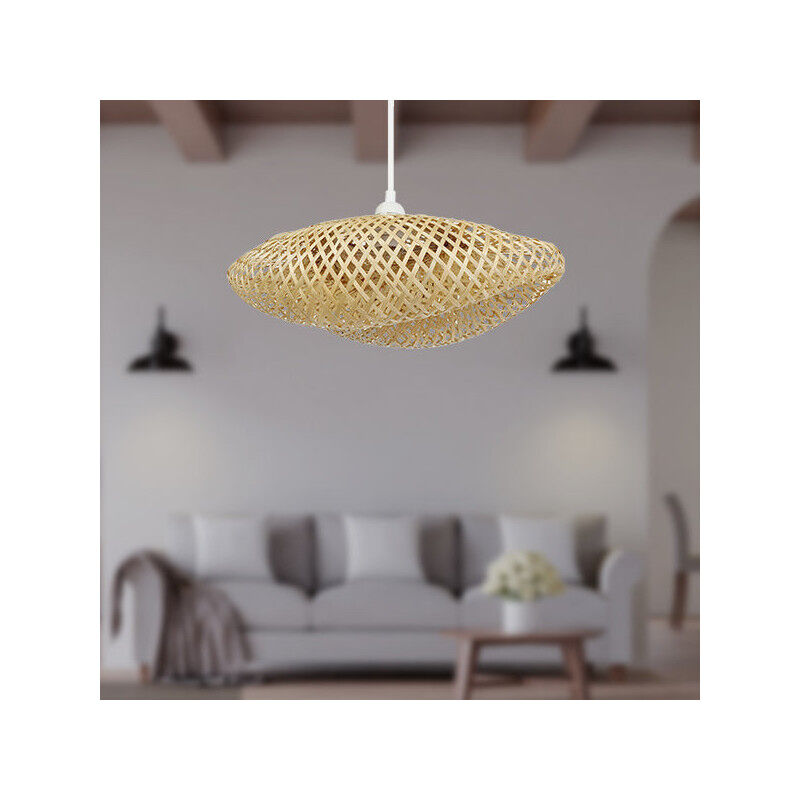 Kosmi - Suspension nature bambou tressé forme coquille milos 40cm