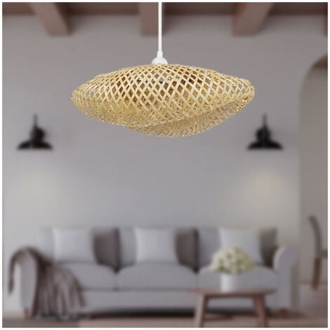 Suspension nature bambou tressé forme coquille MILOS 40cm