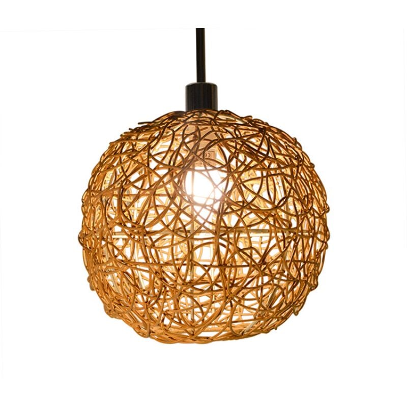 Kosmi - Suspension nature rotin tressé forme boule hydra 40cm