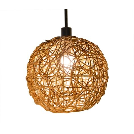 Suspension nature rotin tressé forme boule HYDRA 40cm