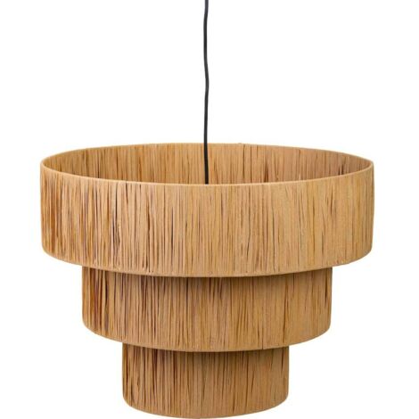 Suspension naturelle en raphia et métal brun pour salon cosy - raphia naturel brun chaleureux