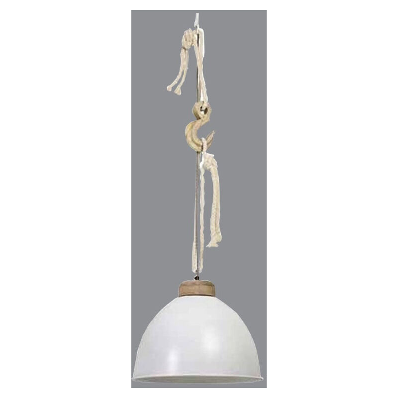 Suspension Navire Blanche Metal Et Bois Naturel
